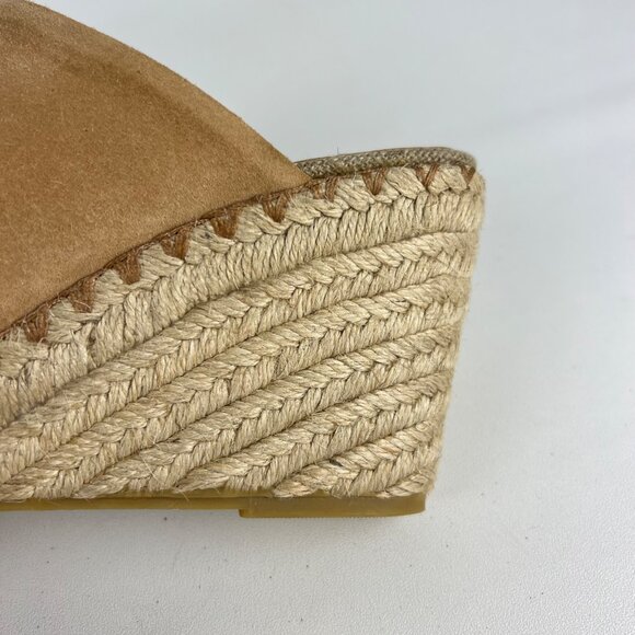 Vince Womens Sutherland Jute Wedge Sandals Brown Tan Suede Leather size 6M - Picture 11 of 16